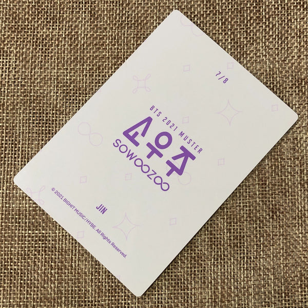 BTS JIN 7/8 [ 2021 Muster SOWOOZOO ] Official Mini Photocard / New / Gift