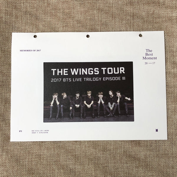 BTS GROUP [ Memories of 2017 ] Official DVD Postcard / New / Gift