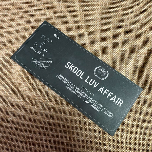 BTS SUGA #2 [ SKOOL LUV AFFAIR ] Official Photocard, 2nd Mini Album / New / Gift