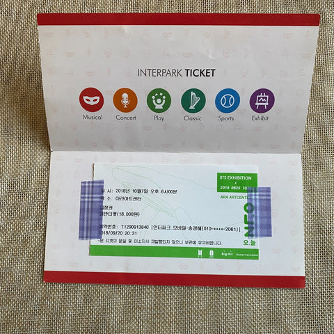 BTS 2018 [ Exhibition 0825 1028 ] Official Ticket / New, Rare / Gift