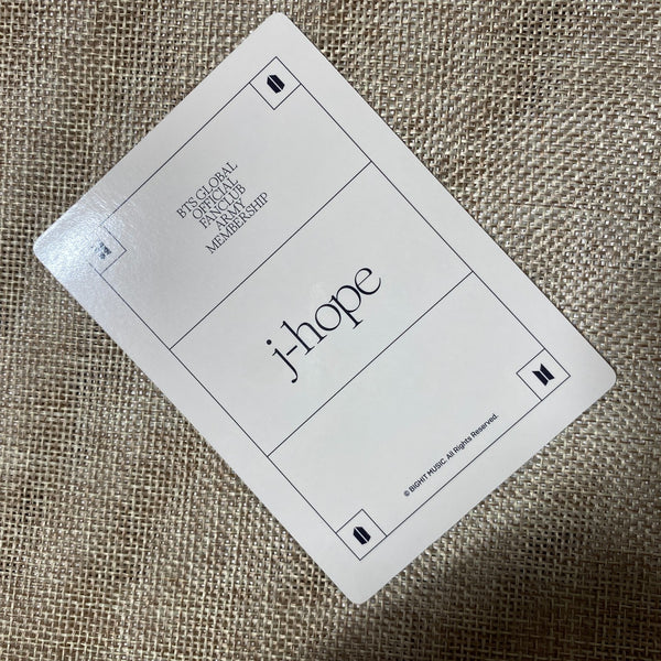 BTS J-HOPE [GLOBAL FANCLUB 9th ARMY MEMBERSHIP KIT] Official Photocard / Gift