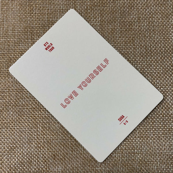 BTS SUGA 6/8 [ Love Yourself World Tour ] Official Mini Photocard / New / Gift