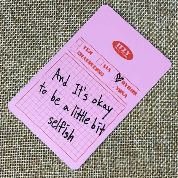 ITZY RYUJIN #3 [ CRAZY IN LOVE ] Official Photocard, 1st Album / New / Gift