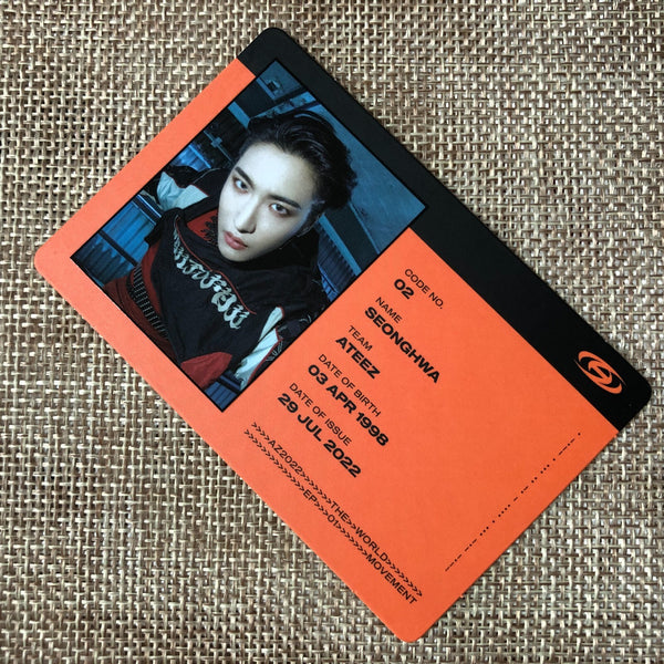 ATEEZ SEONGHWA [THE WORLD EP.1 : MOVEMENT] Official ID Card Photocard, Z Ver.