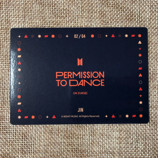 BTS JIN 2/4 [PTD PERMISSION TO DANCE ON STAGE] Official Mini Photocard / Gift