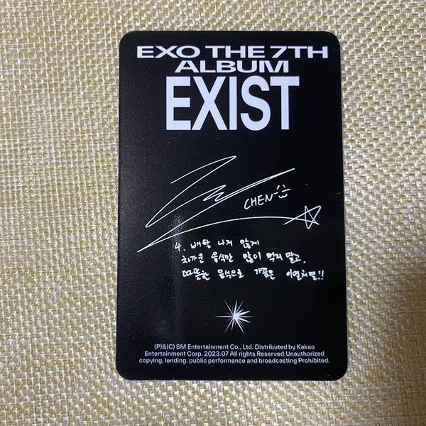 EXO CHEN #2 [ EXIST ] Official Photocard, Digipack Ver 7th Album / New / Gift