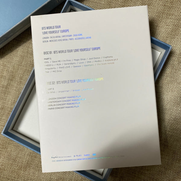 BTS [Love Yourself Europe] Official DVD / Photobook + 2 DVD, No PC / New / Gift
