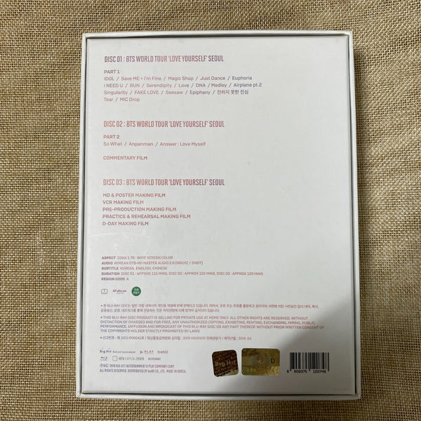 BTS [Love Yourself in Seoul] Official Blu-Ray / Photobook + 3 Disc, No PC / Gift
