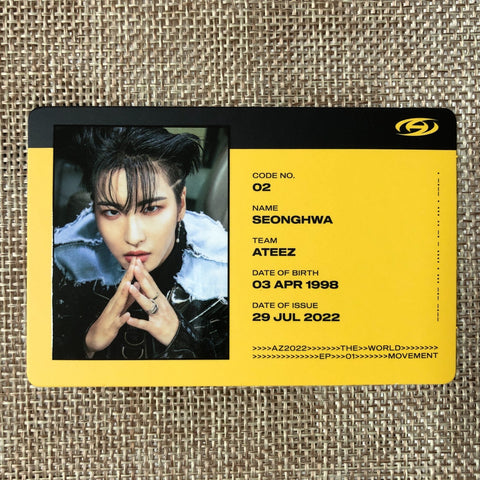 ATEEZ SEONGHWA [THE WORLD EP.1 : MOVEMENT] Official ID Photocard, Diary / Gift