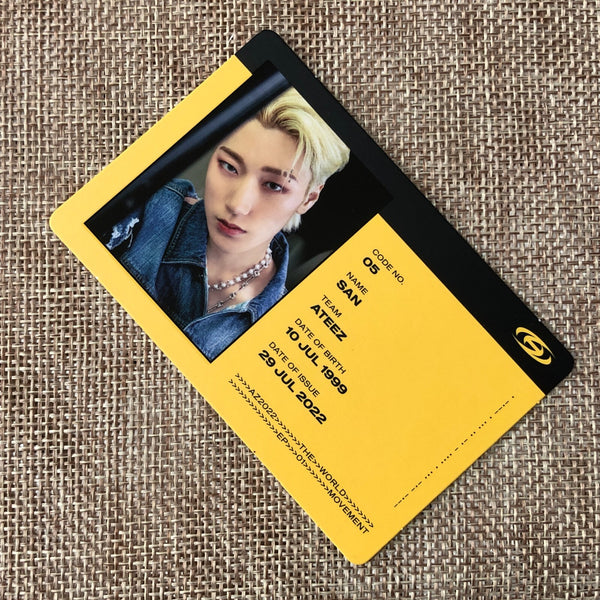 ATEEZ SAN [THE WORLD EP.1 : MOVEMENT] Official ID Photocard, Diary Ver. / Gift