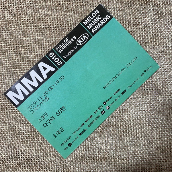 BTS 2019 #2 [MMA Melon Music Awards] Official Concert Ticket / New, Rare / Gift