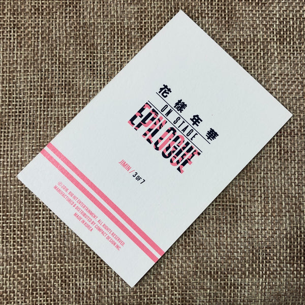 BTS JIMIN 3/7 [HYYH On Stage Epilogue Concert] Official Mini Photocard / Gift