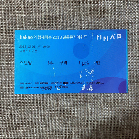 BTS 2018 [ Kakao Melon Music Award ] Official Concert Ticket / New, Rare / Gift