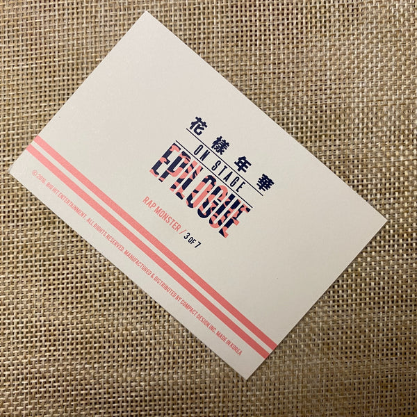 BTS RM 3/7 [ HYYH On Stage Epilogue ] Official Mini Photocard / New / Gift