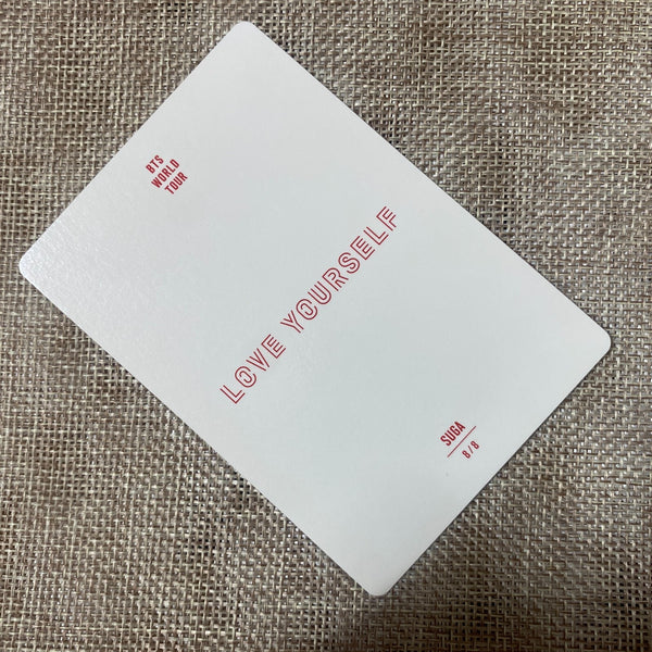 BTS SUGA 8/8 [Love Yourself World Tour] Official Mini Photocard / New, Rare /+G