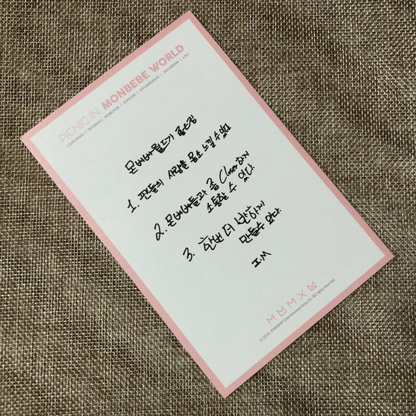 MONSTA X I.M. [PICNIC IN MONBEBE WORLD] Official Fan Meeting Postcard / Gift