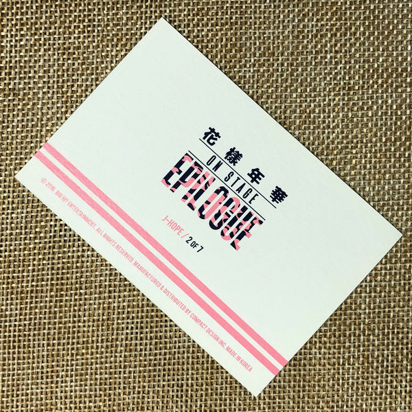 BTS J-HOPE 2/7 [HYYH On Stage Epilogue Concert] Official Mini Photocard / Gift
