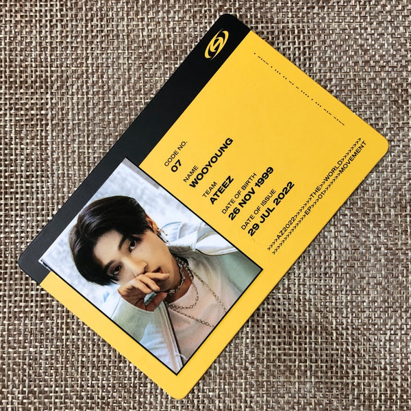 ATEEZ WOOYOUNG [THE WORLD EP.1 : MOVEMENT] Official ID Photocard, Diary Ver. /+G
