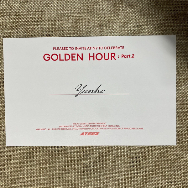 ATEEZ [Golden Hour Part. 2] All Member Signed Promo Album, Message Full Set /+G