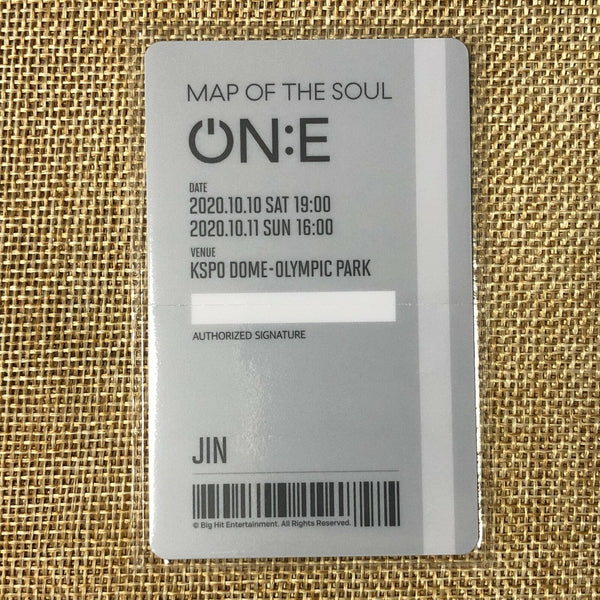 BTS JIN [Map of the Soul ON:E] Official Ticket Card Photocard, ONE / New / Gift