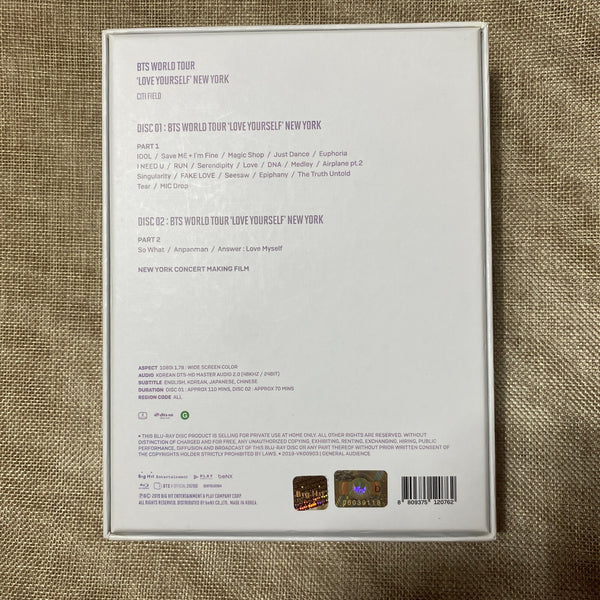 BTS [Love Yourself New York] Blu-ray + Photobook + CD + Mini Poster / No PC /+G