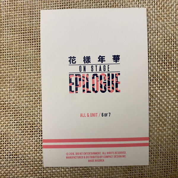 BTS Unit 6/7 SUGA [HYYH On Stage Epilogue Concert] Official Mini Photocard /+G