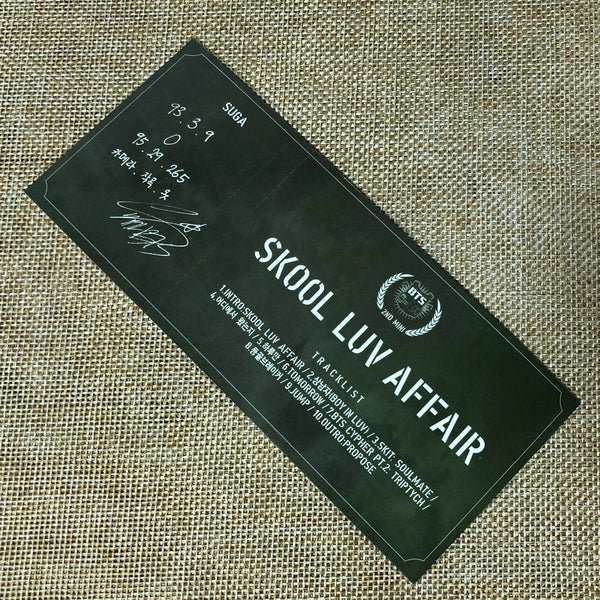 BTS SUGA #1 [ SKOOL LUV AFFAIR ] Official Photocard, 2nd Mini Album / New / Gift