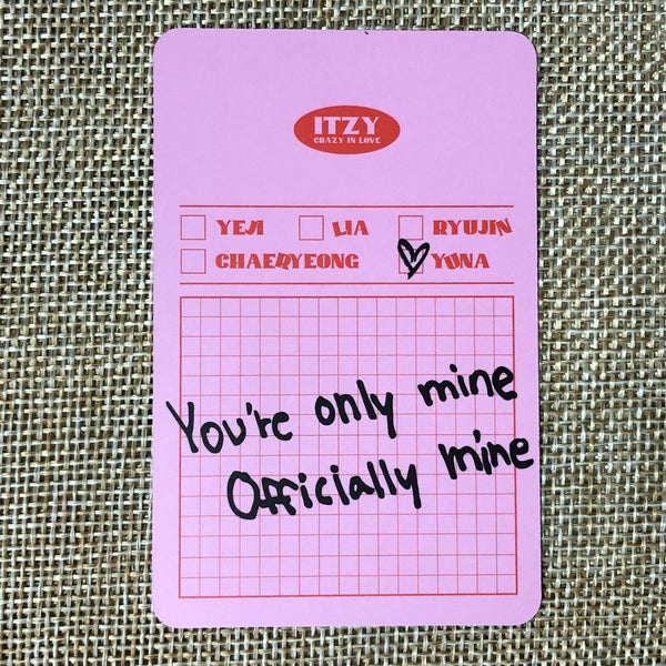 ITZY YUNA #2 [ CRAZY IN LOVE ] Official Photocard, 1st Album / New / Gift