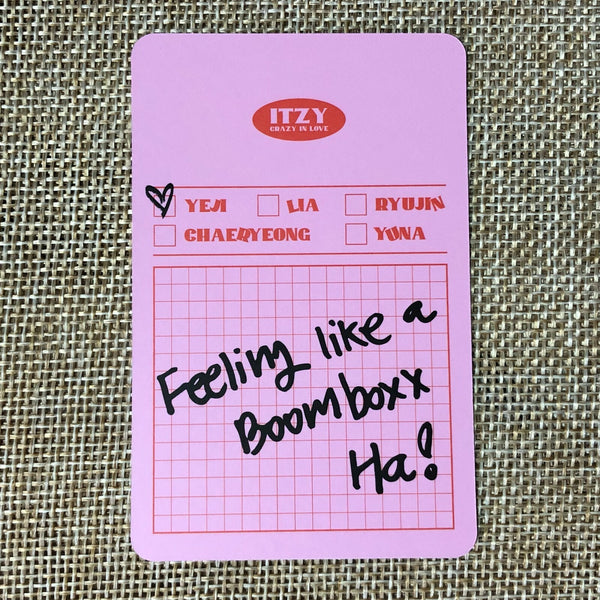 ITZY YEJI #2 [ CRAZY IN LOVE ] Official Photocard, 1st Album / New / Gift