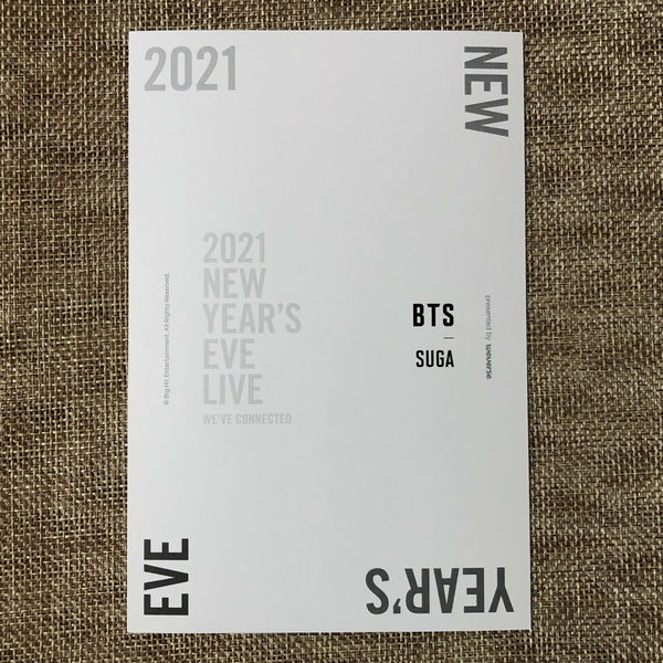 BTS SUGA [ 2021 NEW YEAR'S EVE LIVE ] Official Postcard / New / Gift