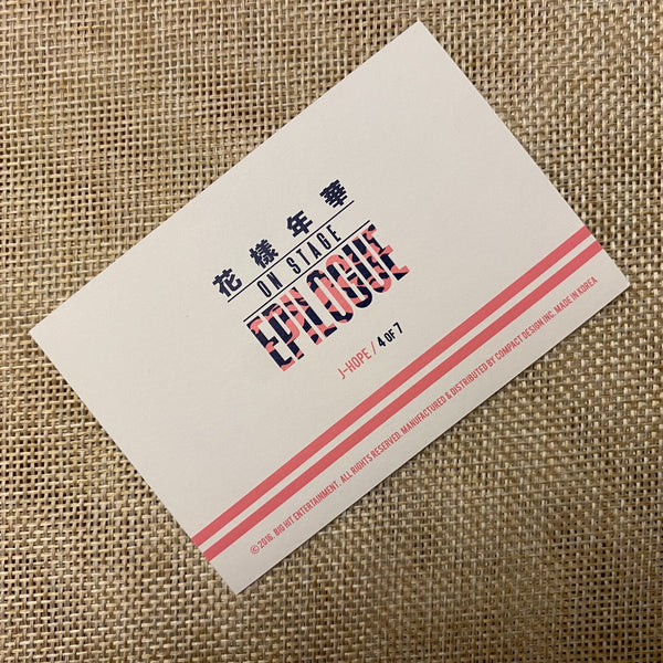 BTS J-HOPE 4/7 [HYYH On Stage Epilogue Concert] Official Mini Photocard / Gift