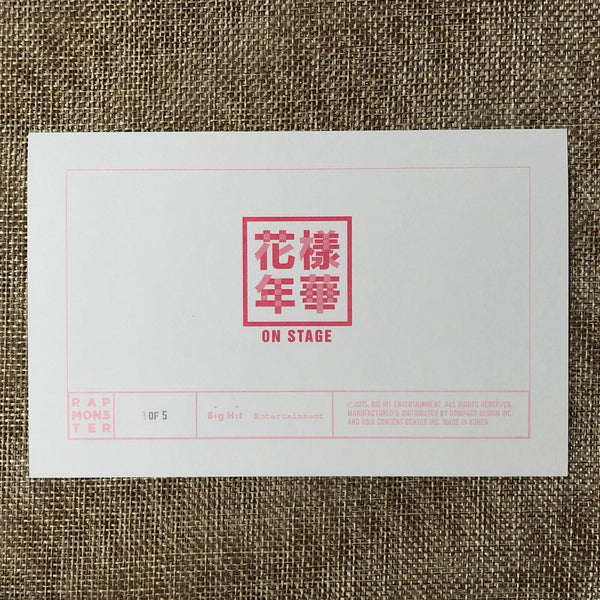 BTS RM 1/5 [ HYYH On Stage ] Official Postcard Photocard / New / Gift