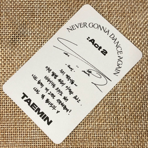 SHINEE TAEMIN #3 [Act 2 Never Gonna Dance Again] Official Photocard / New, Rare