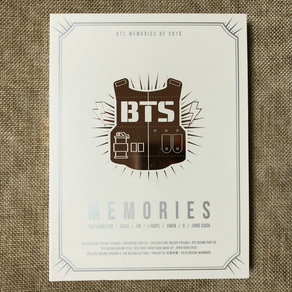 BTS [ Memories of 2015 ] Official DVD Region 1,3,4,5,6 + Photobook / EN