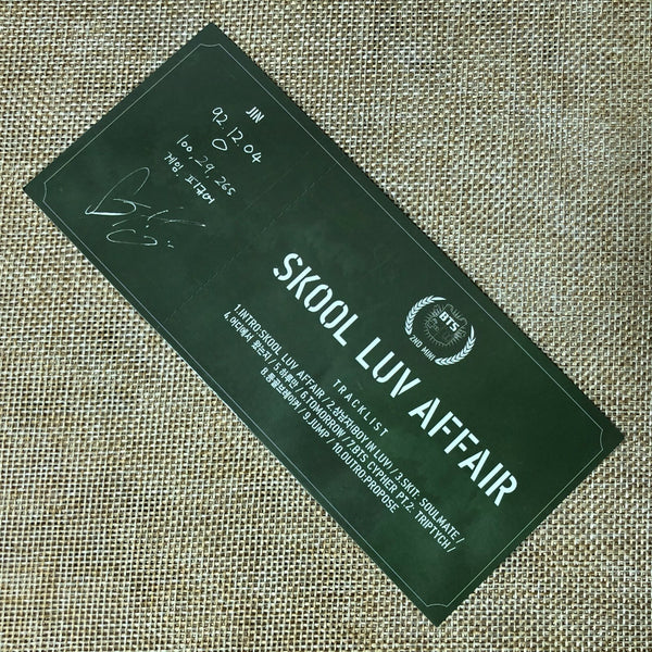 BTS JIN #1 [ SKOOL LUV AFFAIR ] Official Photocard, 2nd Mini Album / New / Gift