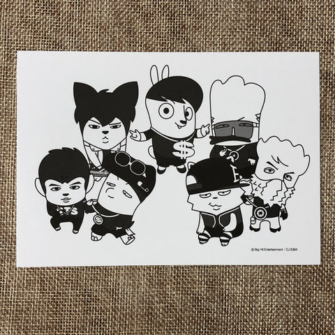 BTS GROUP [ 2 Cool 4 Skool ] Official Postcard Photocard / New / Gift
