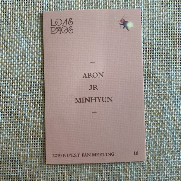 NU'EST ARON JR MINHYUN [ 2019 Fan Meeting ] Official Photocard / New / Gift