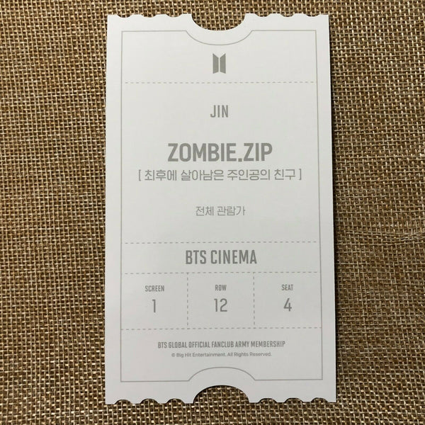 BTS JIN [ ARMY ZIP Fanclub KIT Cinema Official Photocard ] / New,Rare / +Gift