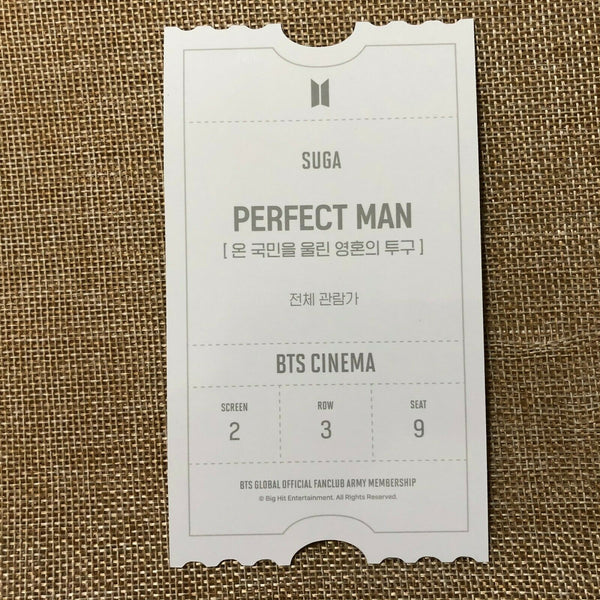 BTS SUGA [ ARMY ZIP Fanclub KIT Cinema Official Photocard ] / New,Rare / +Gift