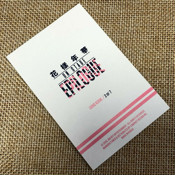 BTS JUNGKOOK 2/7 [ HYYH On Stage Epilogue Concert Official Mini Photocard ] + G