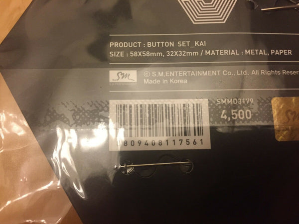 EXO KAI [ Overdose Official Button Set, 2 Buttons Kai ] SM GOODS / NEW / +Gift