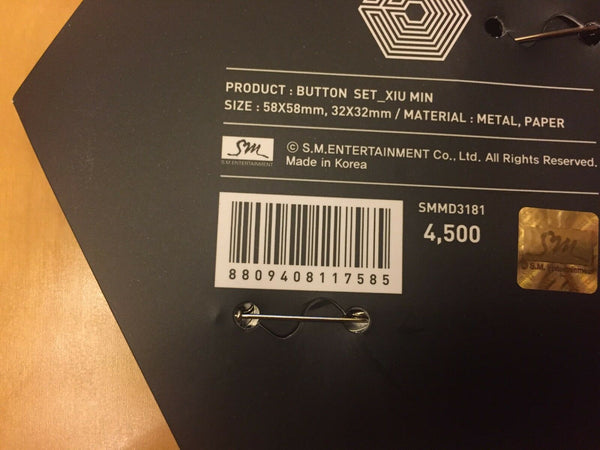 EXO XIUMIN [ Overdose Official Button Set, 2 Buttons ] SM XIU MIN / NEW / +Gift
