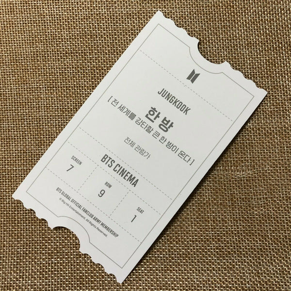 BTS JUNGKOOK [ ARMY ZIP Fanclub KIT Cinema Official Photocard ] / New,Rare /+GFT