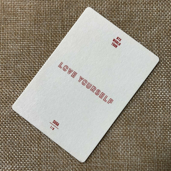 BTS SUGA 1/8 [ Love Yourself World Tour Official Mini Photocard ] New /+Gift